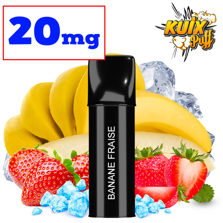 Cartouche Kuix Fraise Banane - Sel de nicotine - 20mg ot. Cartouche Kuix Fraise Banane - Sel de nicotine - 20mg ot.